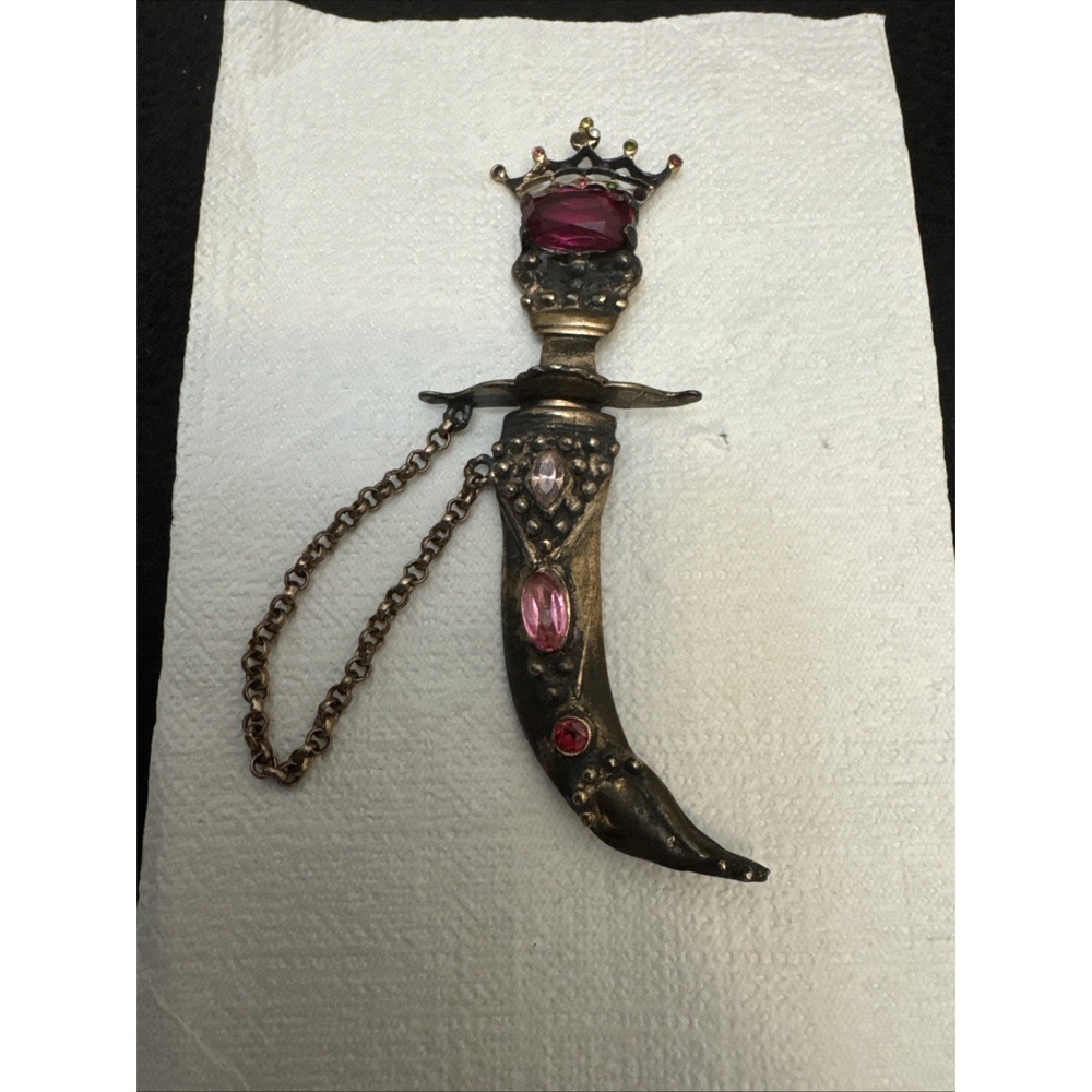 Urie Mandle Murray Slater VTG Sterling Silver Jeweled Sword Scabbard Brooch 1940